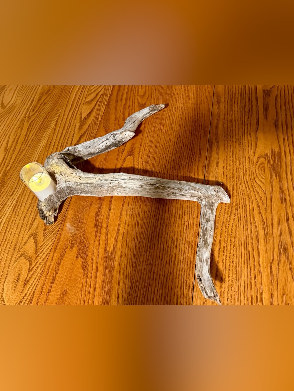 Custom Handmade Driftwood Candle Holder Centerpiece with LED Electronic Candle